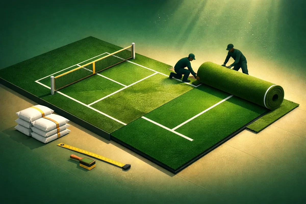 Ilustrasi instalasi karpet padel baru